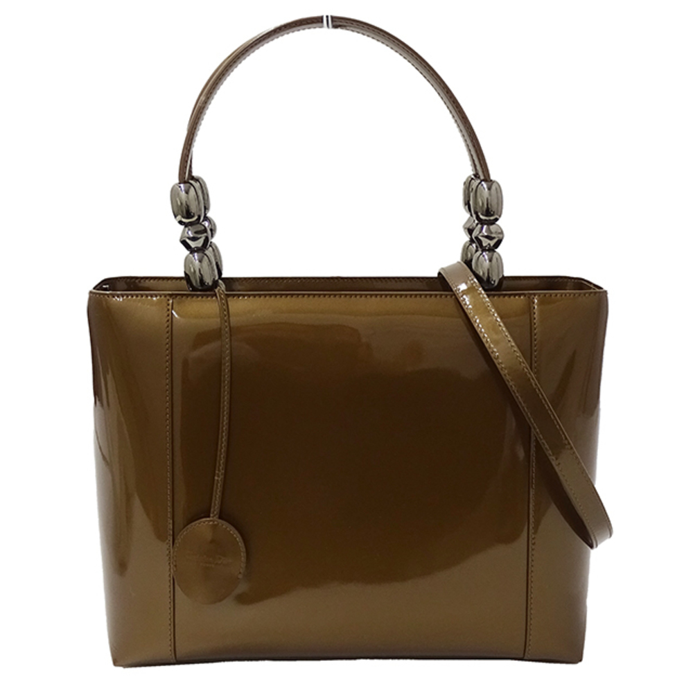 Dior Handbag Shoulder Bag 2way Enamel Maris Pearl Brown